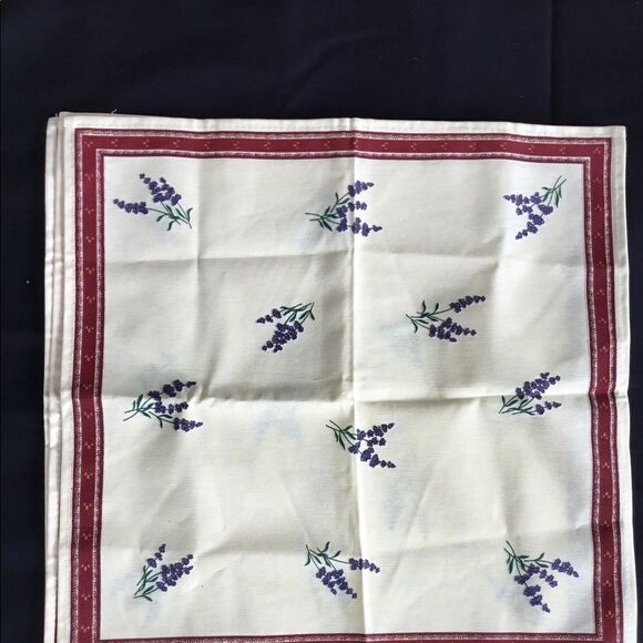 4 soft yellow and red border napkin serviettes lavender flowers - Picture 1 of 7